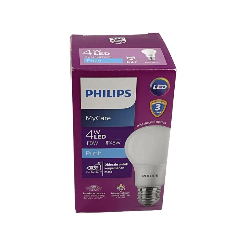 PHILIPS Lampu LED MyCare 4W Putih Bohlam LED Bulb My Care 4 Watt CDL / MYCARE PHILIPS / PHILIPS MYCA