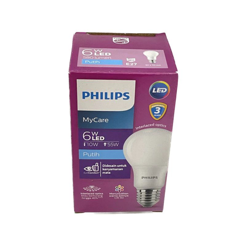 PHILIPS Lampu LED MyCare 6W Putih Bohlam LED Bulb My Care 6 Watt CDL / MYCARE PHILIPS / PHILIPS MYCA