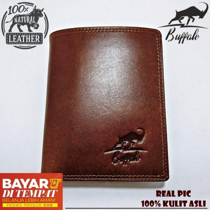 {SALE} Buffalo Dompet Pria 100% Kulit Asli Model Casual Lipat Coklat & Hitam {Terlaris}