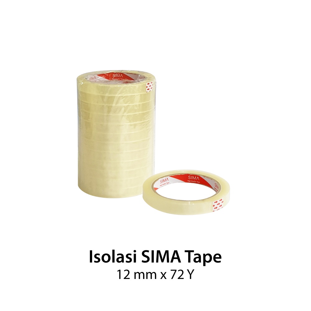 

Isolasi Sima 12 mm x 72 Yards Selotip 1/2 Inch Lakban OPP Perekat Slasiban Isolasi Selotip