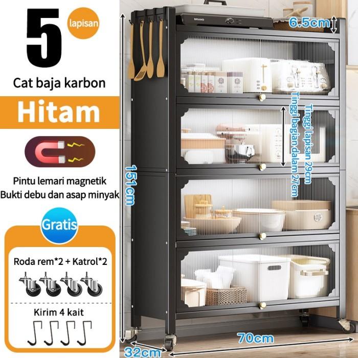 Rak Oven Microwave Rak Kabinet Dapur Dengan Pintu Rak Penyimpanan