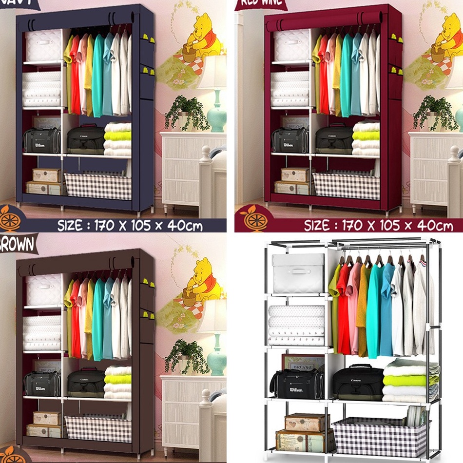 ✿Dal Lemari pakaian Lemari Portable tempat penyimpanan baju lemari kain 45cm X 9m5Nt Lemari Murah q 