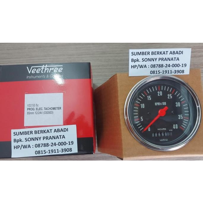 Veethree V22535C 030503 Hours And Tachometer 0 - 4000 Rpm 85 Mm 12V24V Genset
