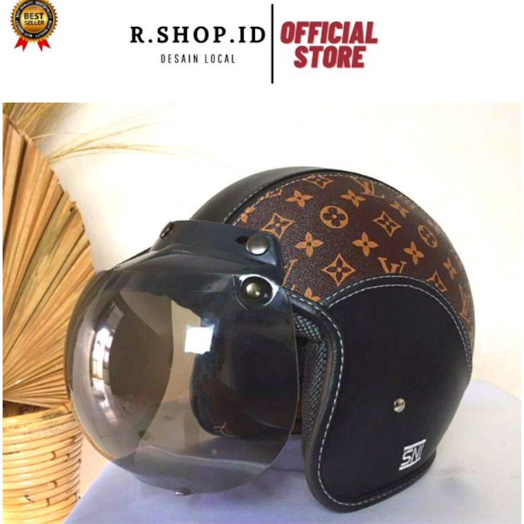 HARGA TERMURAH helm bogo dewasa helm bogo kulit wanita helm bogo SNI helm bogo motif lv