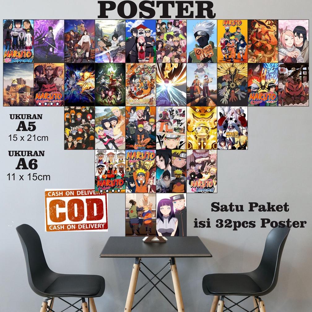 POSTER NARUTO ISI 32 PCS GAMBAR DEKORASI KAMAR MANGA NARUTO AESTHETIC POSTERT DINDING KAMAR COD