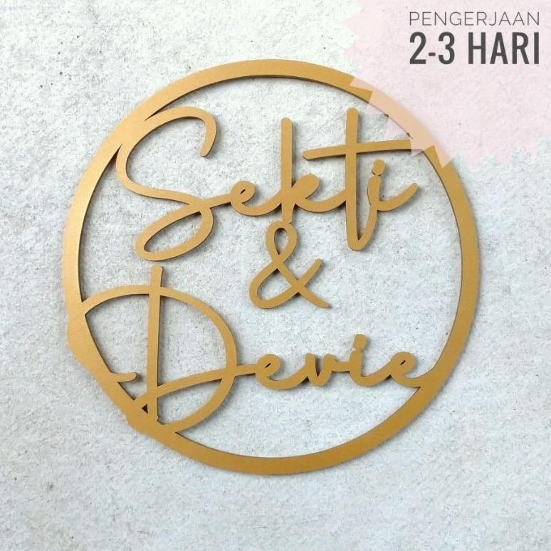 Backdrop Dekorasi Dinding Nama Kayu Lamaran Tunangan Rustic Lingkaran Custom Tulisan