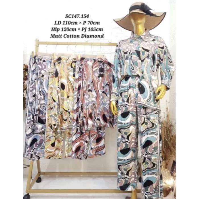 one set kemeja celana kulot katun RN