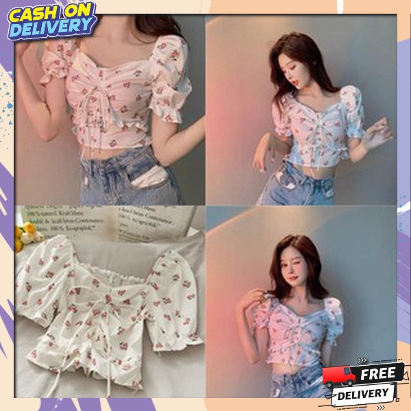 Shirt Murah Atadan Kekinian Atasan Waita Korea Style Bju Knit Cropet Top Atasan Wanita Croptop Baju 