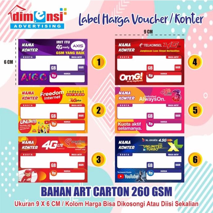 ] Label Harga Voucher Konter / Display Harga Etalase Konter