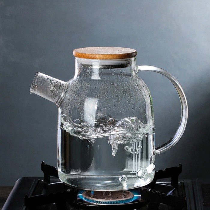 Teapot Teko Kaca Tutup Kayu Saring Teh Pitcher Maker Rosillicate
