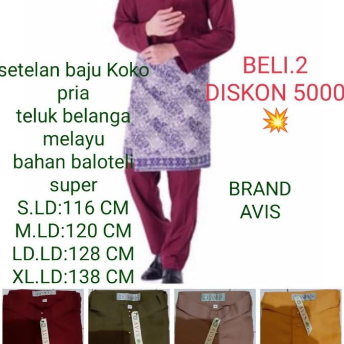 SETELAN BAJU KOKO PRIA TELUK BELANGA MELAYU SET MALAYSIA KOKO PRIA