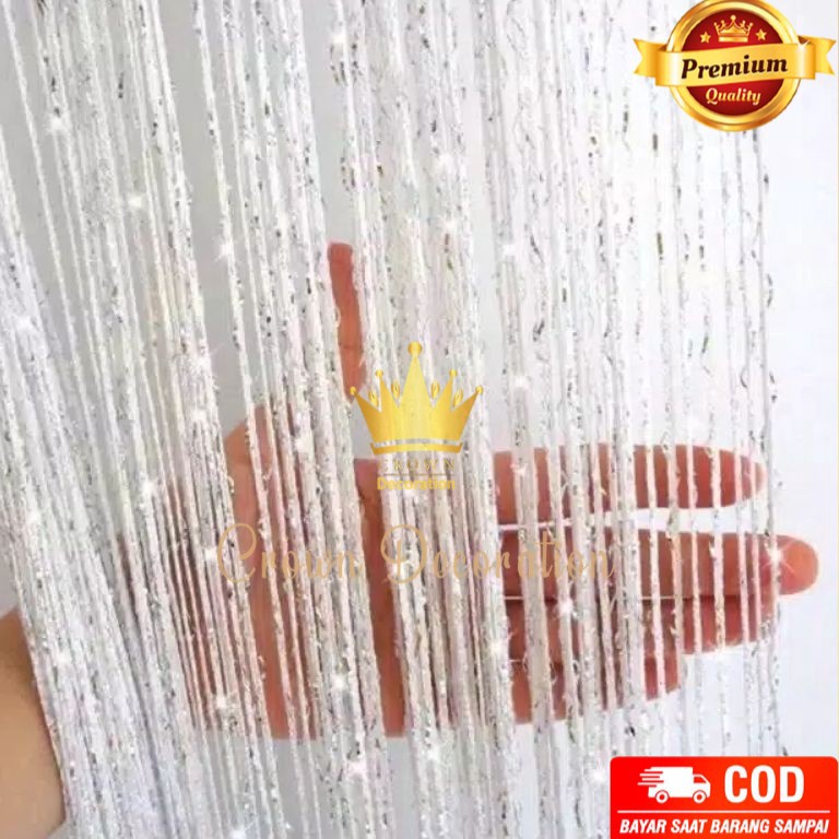 Big Sale Tirai Putih Benang Glitter 1m x 2m Dekorasi Ruangan dan Dekorasi Pelaminan/bling bling/Rumb