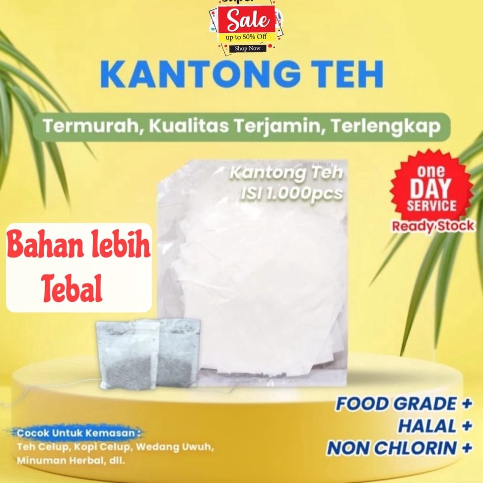 Ekstra benefit Kantong Teh Celup Kosong Tea Bag UK 5 X 5,7 Kantong Saringan Teh Isi 1000 Pcs Kantong