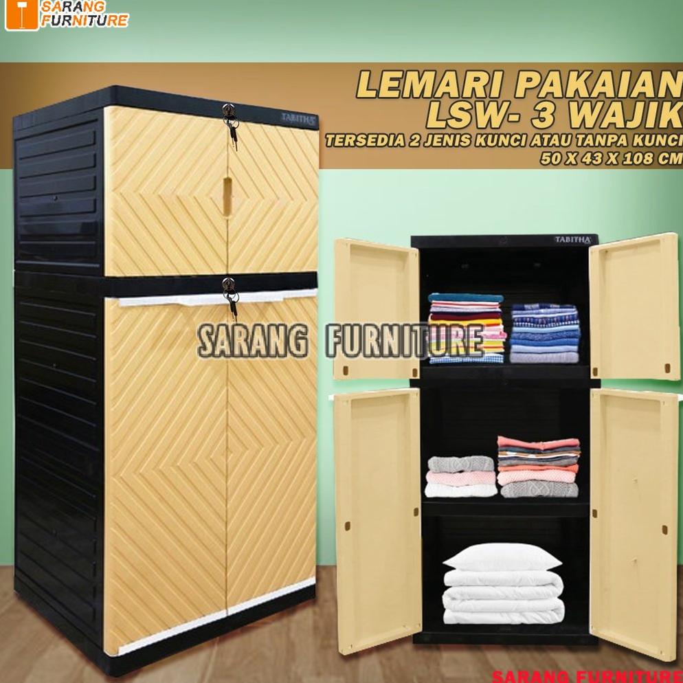 promo JUMBO Lemari Pakaian Plastik Jumbo Lemari 3 Susun LS2P Tabitha Wajik 3 Susun LEMARI PINTU MINI