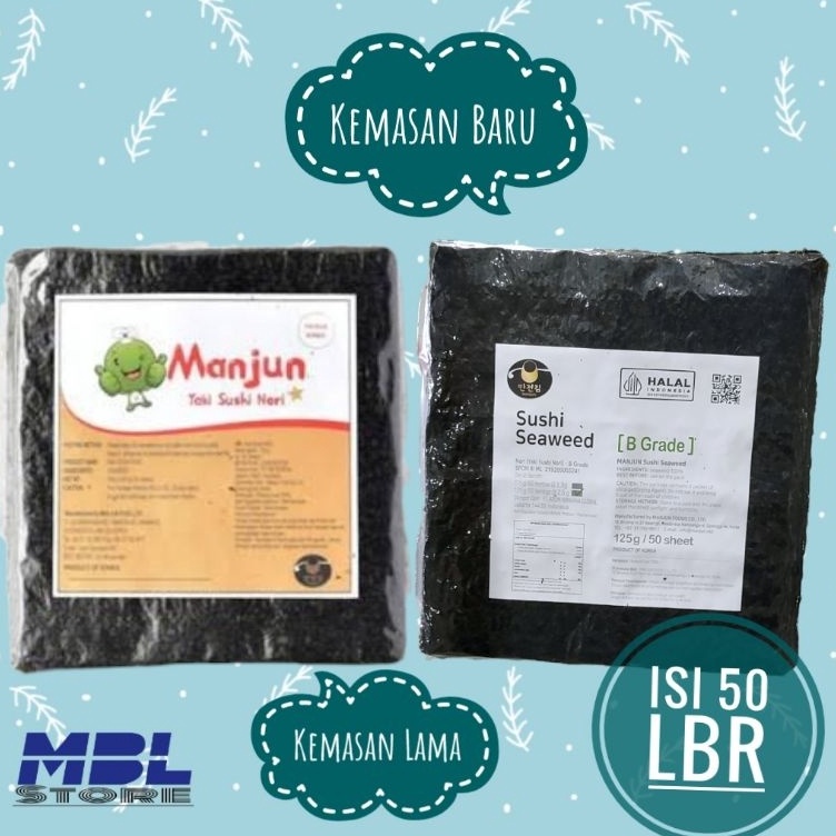 

RWZJ2337 Manjun Sushi Nori Rumput Laut Seaweed 50 Sheet