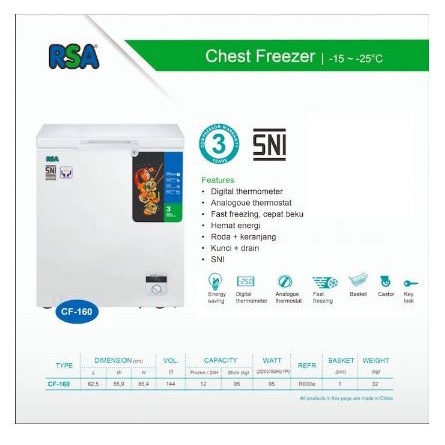 Rsa Cf160 Chest Freezer Rsa Cf-160 Freezer Box