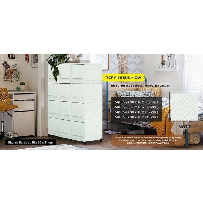 favorit] Lemari Plastik Flip Club Triple Susun 4 Pintu 16 Sliding