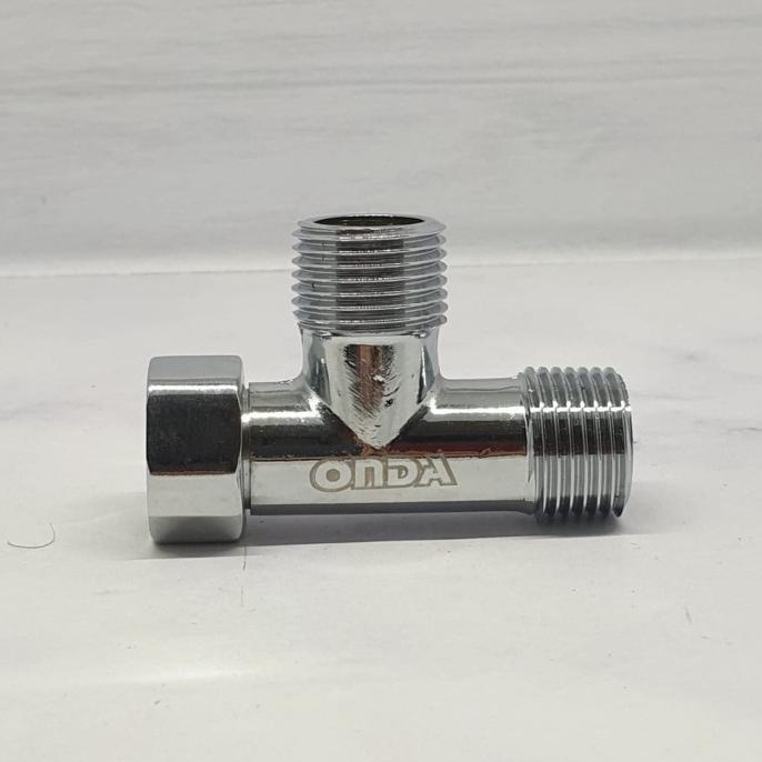 }}}}}}] ONDA TEE CHROME STOP KRAN CABANG 3 MXF 1/2"