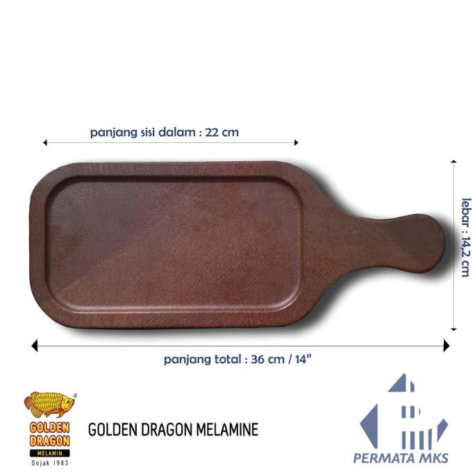 `````````] Piring Melamin Model Talenan Kotak Motif Kayu Wood Golden Dragon