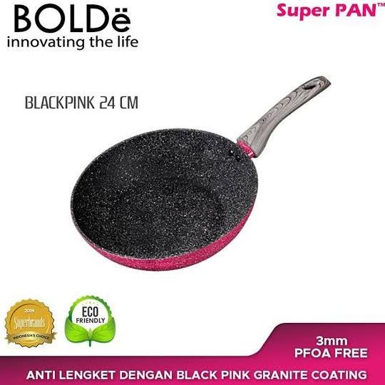 ] Wajan Wok 24 cm Anti Lengket Granite Blackpink Bolde