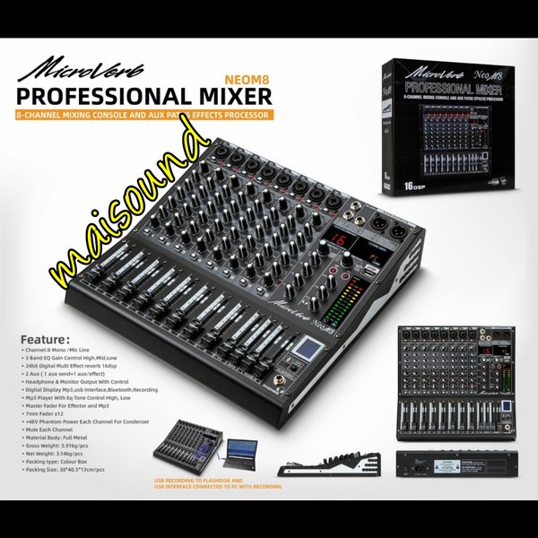 MIXER AUDIO MICROVERB NEO M8 MICROVERB NEOM8 8 CHANNEL USB BLUETOOTH