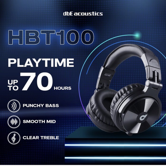 dbE HBT100 Over-ear Bluetooth Headphone 50mm Driver 70 Jam Baterai