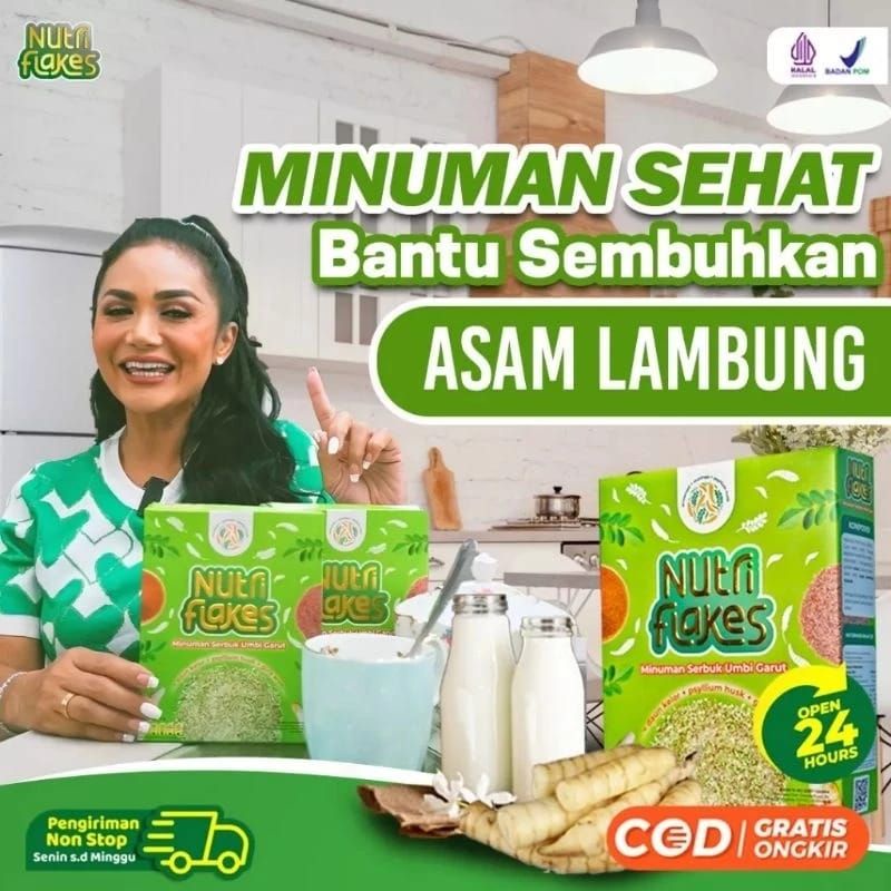 

Nutriflakes Sereal Umbi Garut Asam Lambung - Ampuh Mengatasi Asam Lambung Gerd, Maag