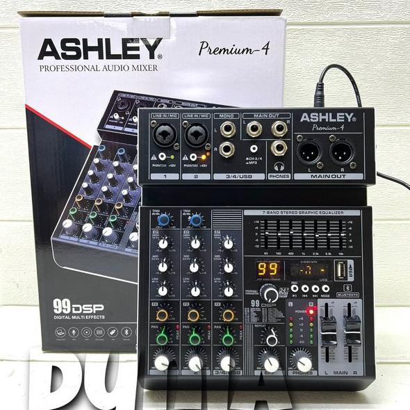 Mixer Ashley Premium 4 Original 4 Channel Bluetooth - USB With Soundcard dunia sound