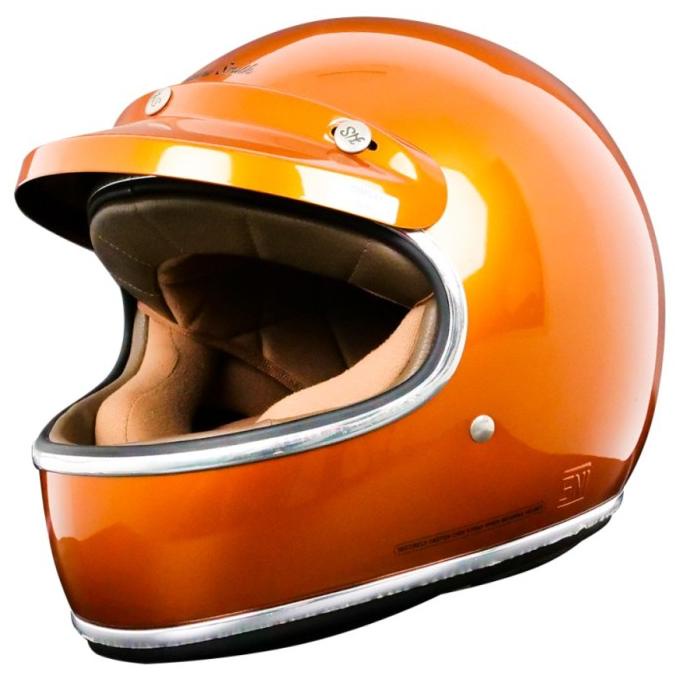 Howard Smith Helm Full Face Retro Original - Briliant Orange Cargloss Lapakwendy