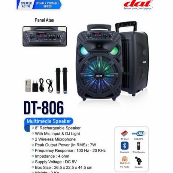 GROSIR SPEAKER PORTABLE DAT DT 806 8 INCH BLUETOOTH GARANSI RESMI