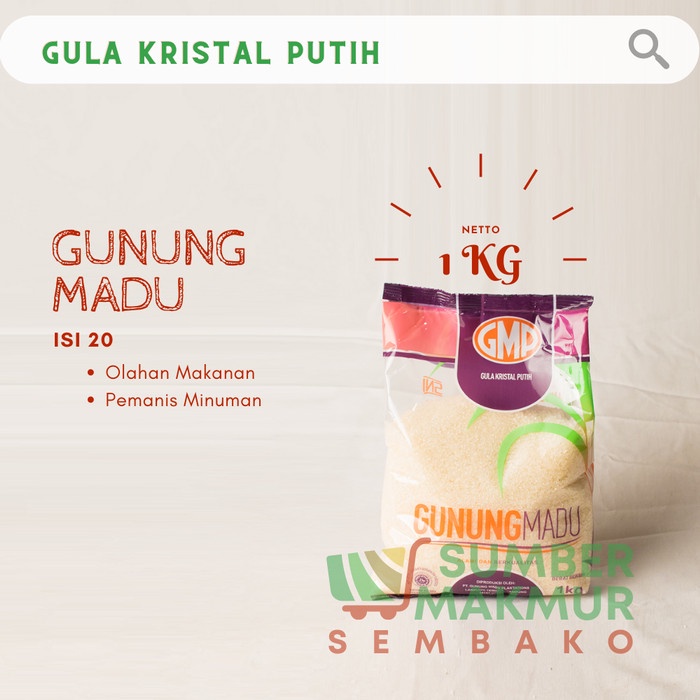 

GULA KRISTAL PUTIH GMP / GUNUNG MADU KEMASAN 1 KG DUS
