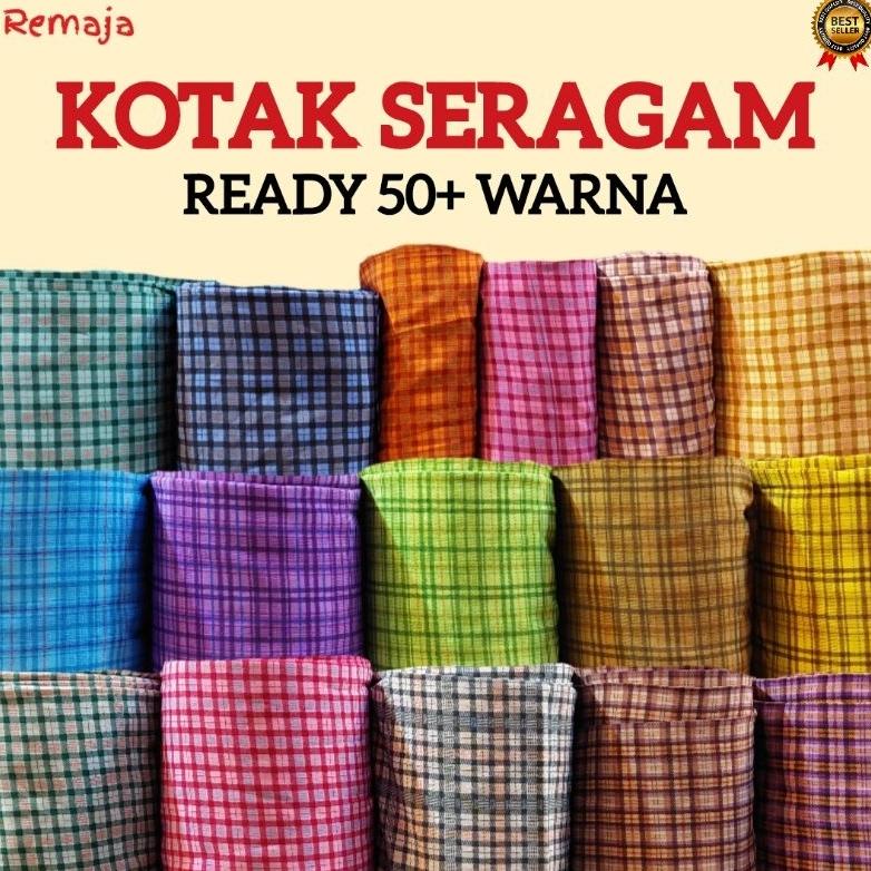 Kain Meteran Motif Kain Kellen Kotak - Kotak / Bahan Baju Seragam Sekolah Kotak - Kotak Premium Qual