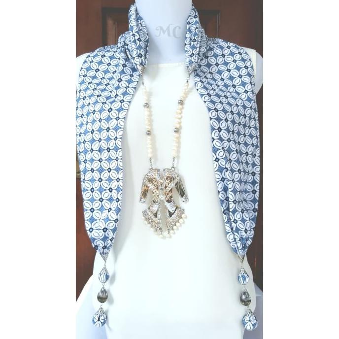 Promo kalung syal batik biru