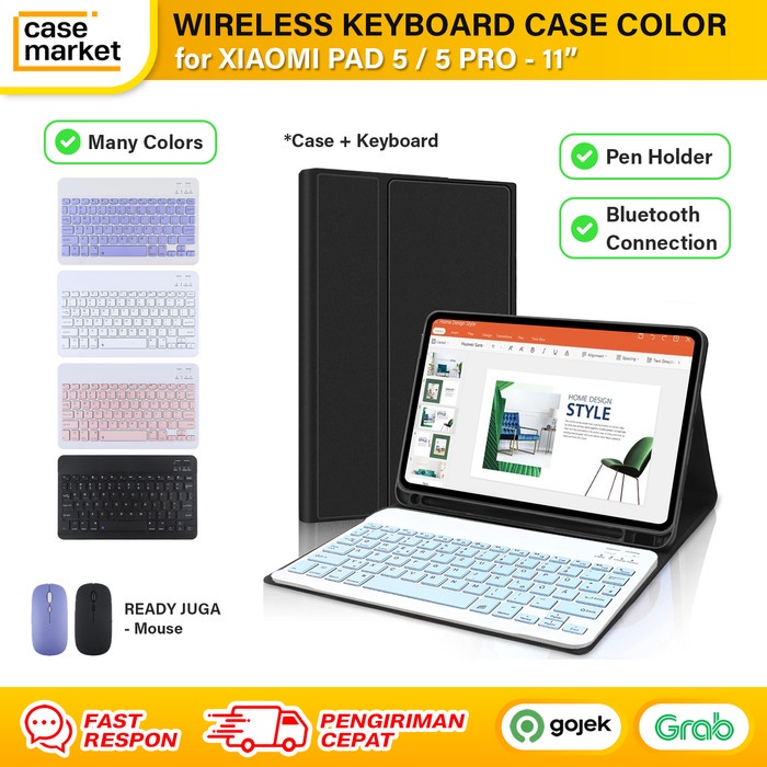 Keyboard Case Bluetooth Xiaomi Pad 5 Mipad Sarung Casing Pen Holder