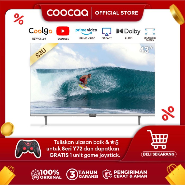 (New Product) Coocaa 43 Inch Digital Smart Tv (Model : Coocaa 43S3U)
