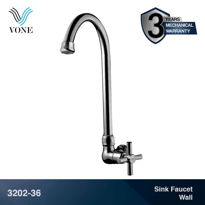 VONE 3202-36 KERAN KRAN AIR ANGSA CUCI PIRING DINDING TEMBOK CHROME ORIGINAL