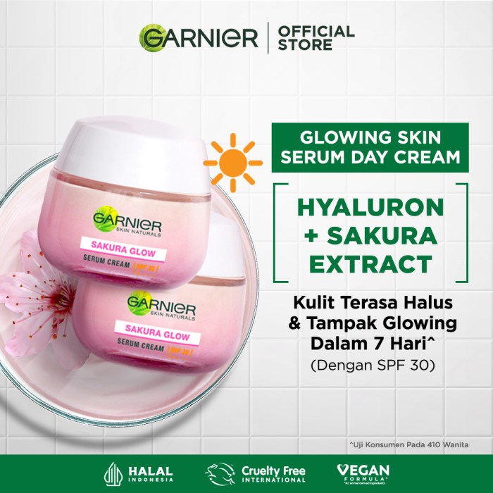 TERLARIS Garnier Sakura Glow Day Cream 50ml Twinpack (Sakura White) /KRIM SIANG/KRIM MALAM/KRIM