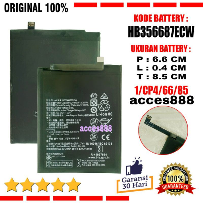 Baterai P30 Lite/Nova 2I/Nova 3I/Nova 2+ Hb356687Ecw