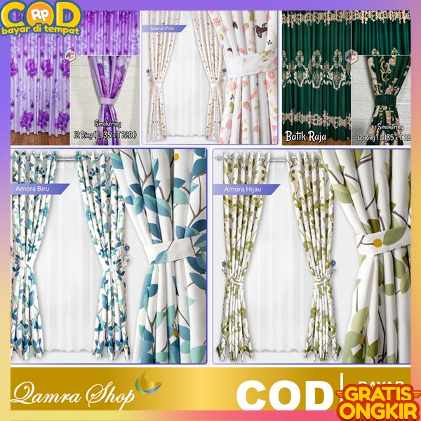 Gorden Pintu Smokering Girden Penutup Gordemg Aestetik Belah Tengah Aestetic Berponi Ruang Tamu Smok