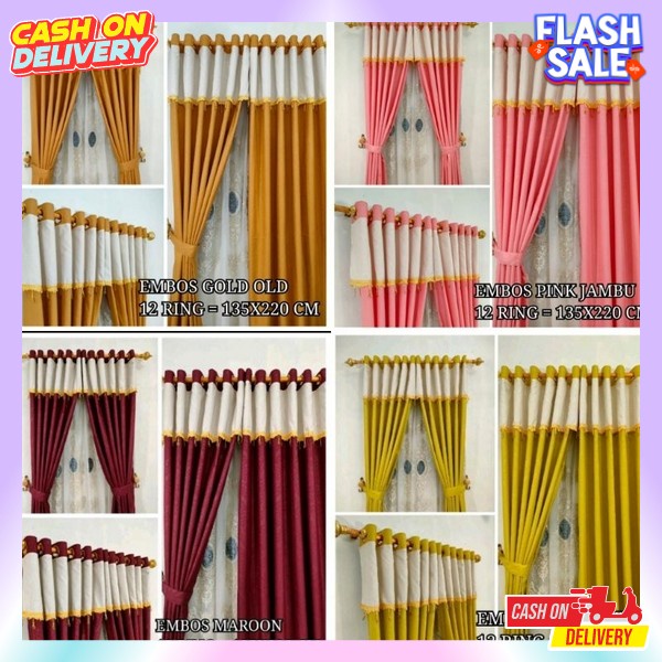 Smokering Horden Motif Hordeng Lubang Smokring Tirai Pimtu Jendela Halus Tebal Bagus Gorde Semokring