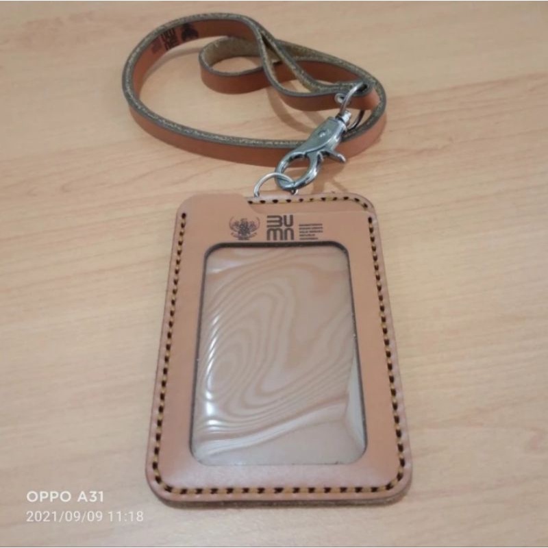 

HOLDER KALUNG ID CARD LOGO BUMN KULIT ASLI COKLAT BEST QUALITY PREMIUM