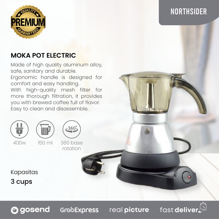 Moka pot elektrik 3 cup - electric moka pot espresso maker