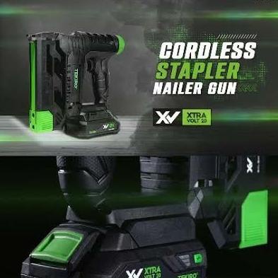 2 Baterai Tekiro Cordless Staples Gun 2 In 1 Mesin Nailer Staples Gun