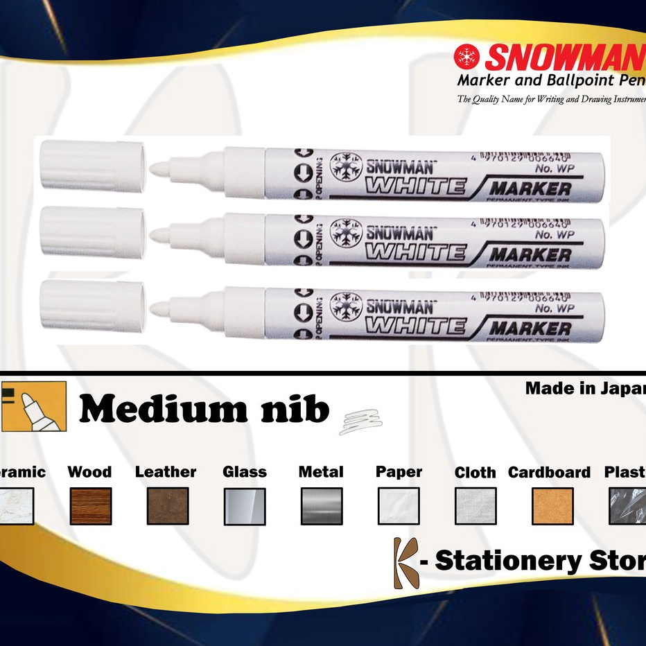 

CXFN2049 Dijamin Ori Spidol Cat Permanent WHITE / PUTIH – Original Snowman Paint Marker – MEDIUM (WP) – untuk Logam, Kayu, Kaca, Plastik, Kulit, Karet, Keramik, Kain, Kertas, dll.