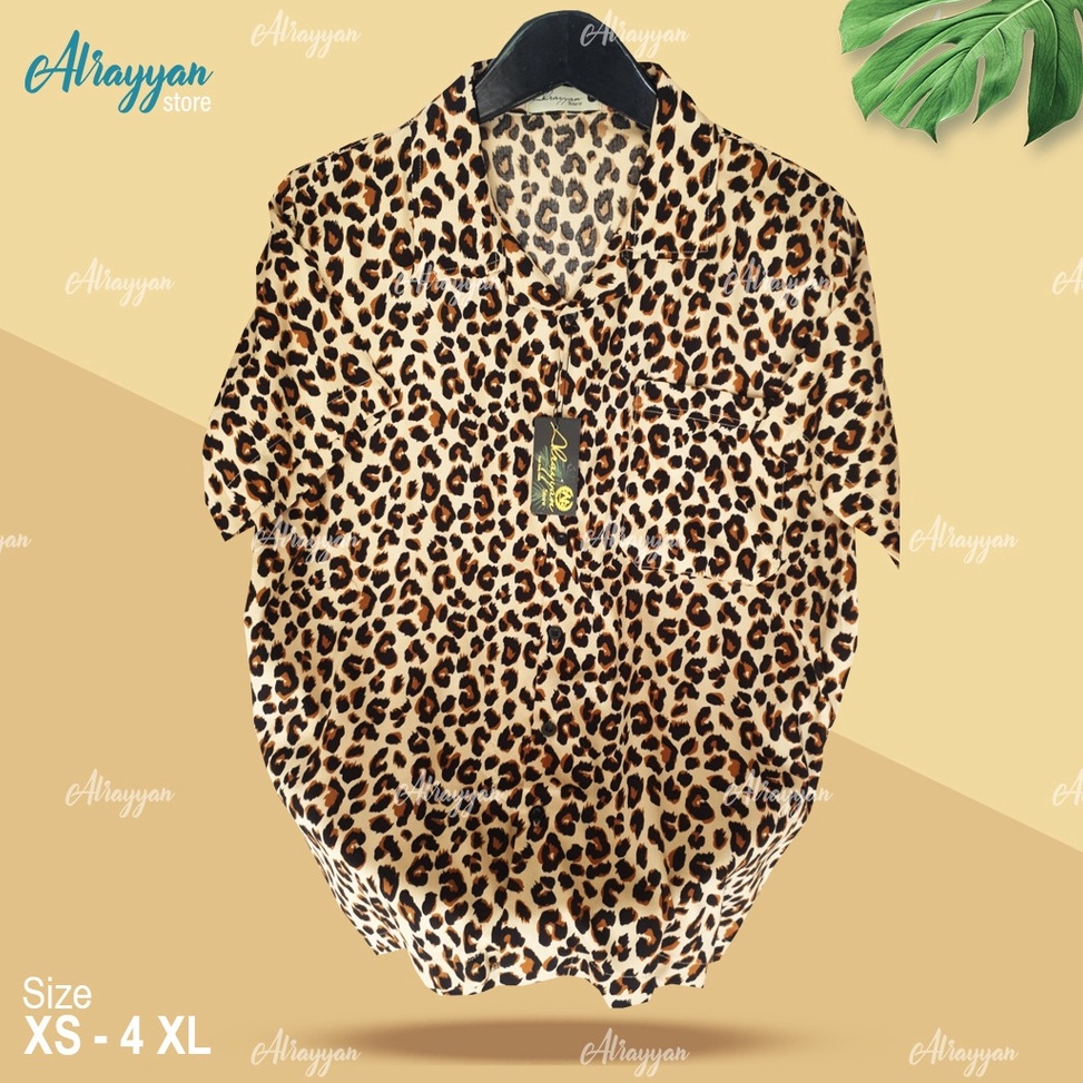 Paling Dicari.. Alrayyan Store - Baju Kemeja Pantai Hawaiian Lengan Pendek Pria Wanita Motif Leopard