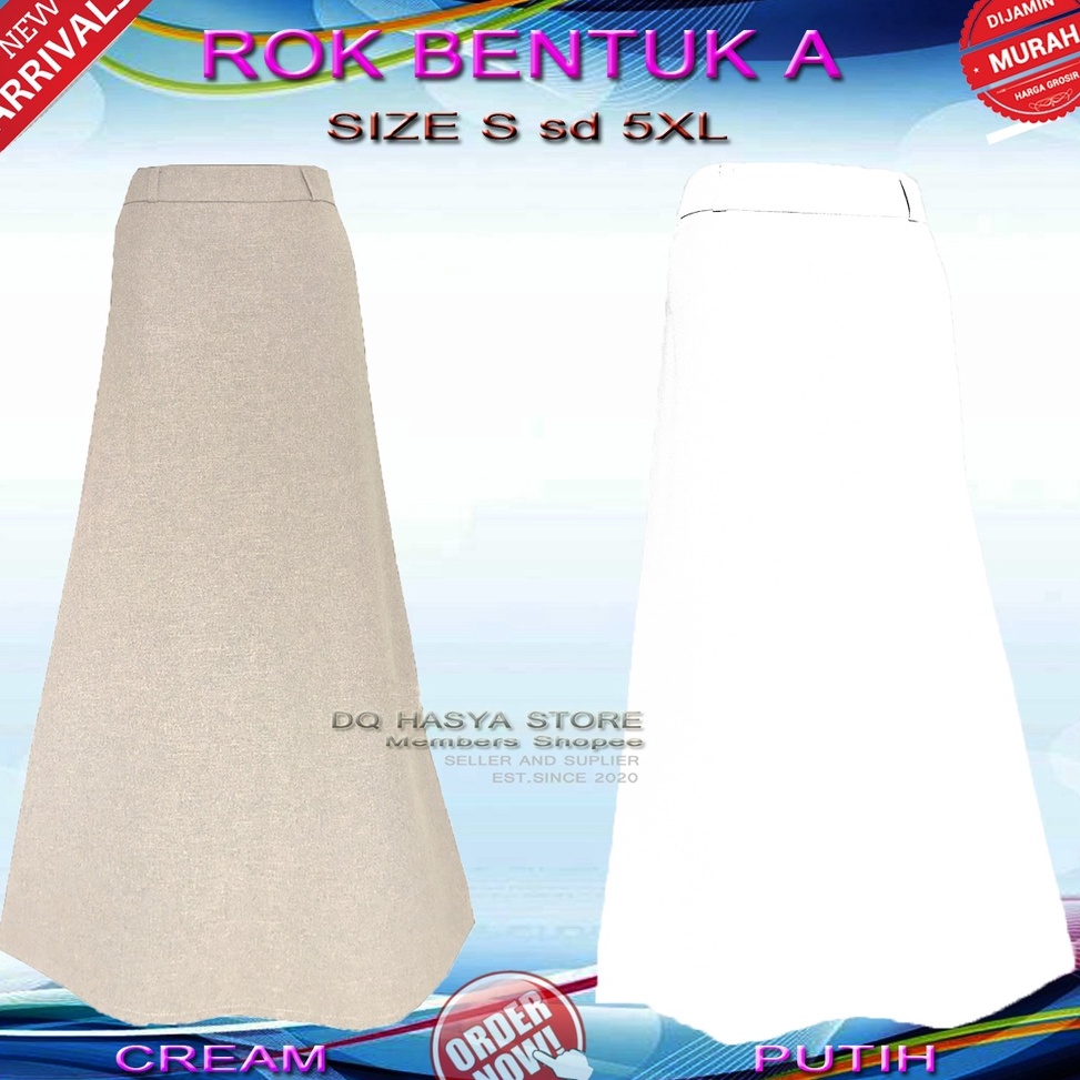 Harga Bersahabat.. Rok Model A Panjang Putih  Formal Kerja Kantor / Rok A-line Maxi Muslim Jumbo