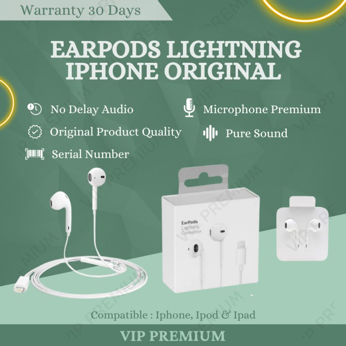 Earpods Lightning Iphone Headset Earphone Original Apple Handsfree