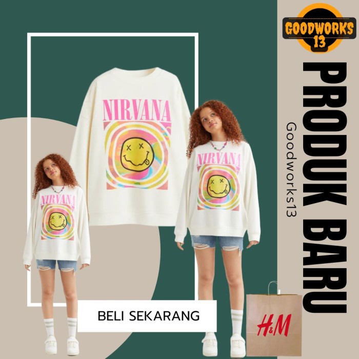 Crewneck H&M Nirvana Cream,Sweater Wanita Sweater Pria Sweater Hnm