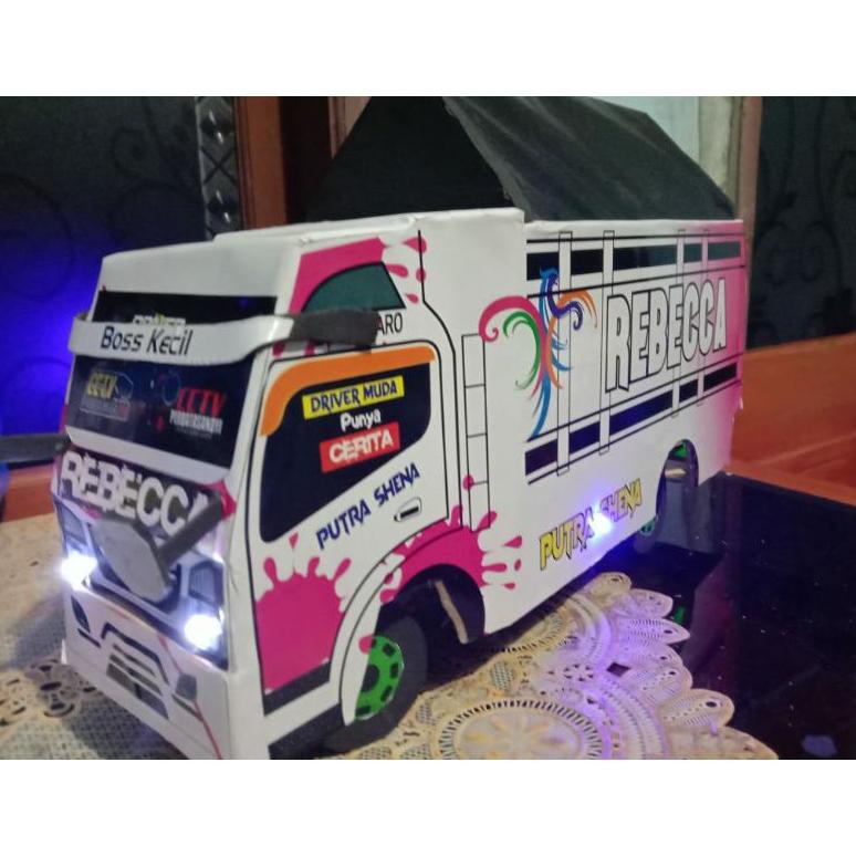 [Tkm] Miniatur Truk Oleng Fariasi Full Setiker + Lampu + Terpal P 30 L 10 T 15 Baru