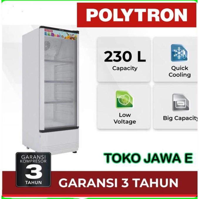 SHOWCASE POLYTRON SCN 230L 4 Rak - Kapasitas 230 Liter
